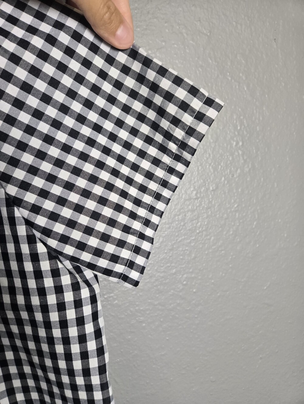 Black & White Gingham Button-Down Shirt with Ladybug Embroidery Size Large - Picture 8 of 16